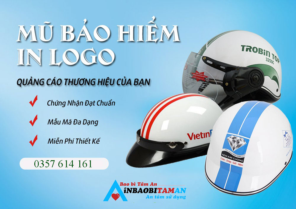 Xưởng sản xuất nón bảo hiểm in logo